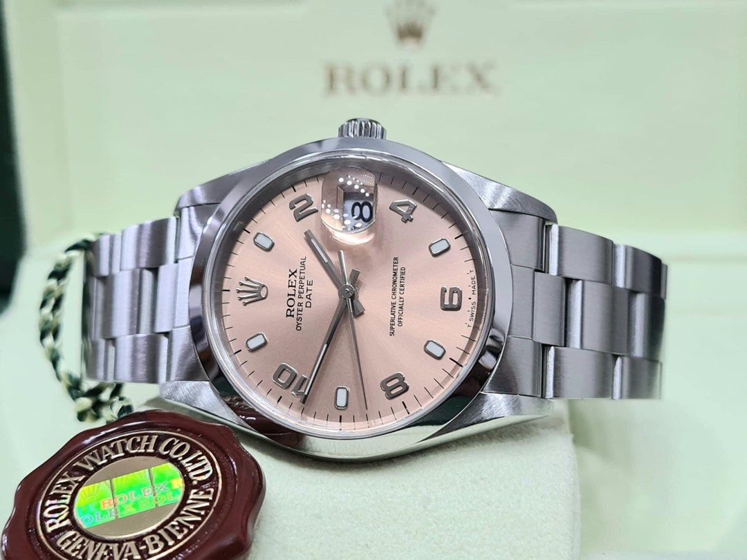 Rolex 34mm Mid Size Junior (Category: Luxury Watches) located in Manila. Submitted by bagislifeshop (Listing ID 1239144693, Image 2). Description: Beauty!!! Salmon Dial 100% Authentic Rolex 34mm Mid Size Junior Oyster Date Ref. 15200 Year 1990’s Condition: 9/10 Comes with standard box and authentication certificate .