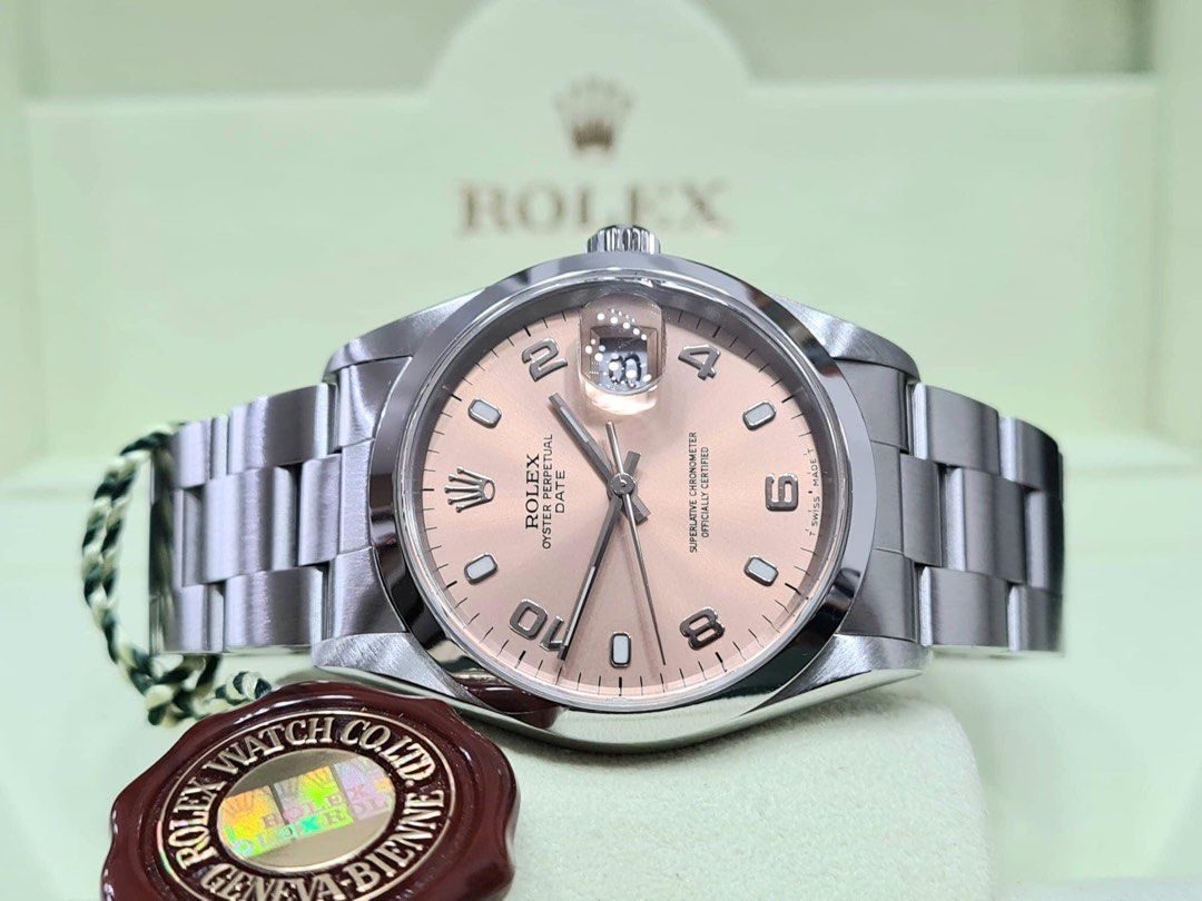Rolex 34mm Mid Size Junior (Category: Luxury Watches) located in Manila. Submitted by bagislifeshop (Listing ID 1239144693, Image 1). Description: Beauty!!! Salmon Dial 100% Authentic Rolex 34mm Mid Size Junior Oyster Date Ref. 15200 Year 1990’s Condition: 9/10 Comes with standard box and authentication certificate .