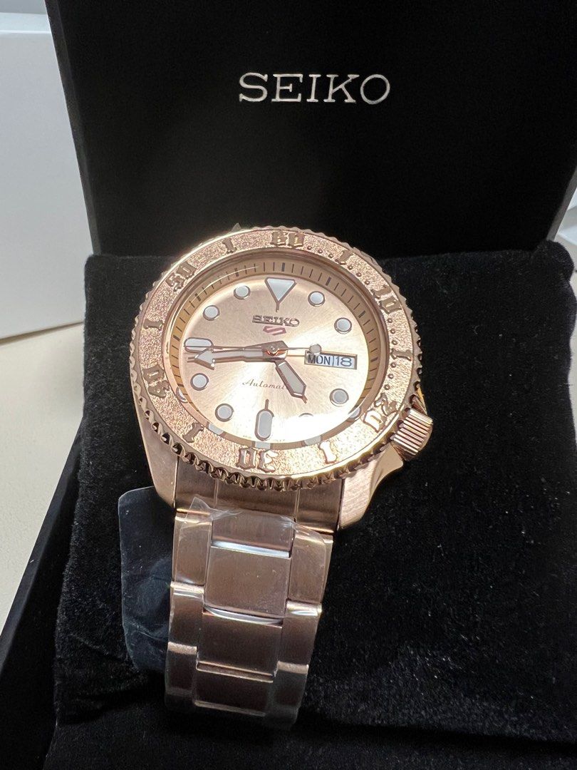 Seiko 5 Sports SRPE72K1 SRPE72K SRPE72 Rose Gold Dial Stainless