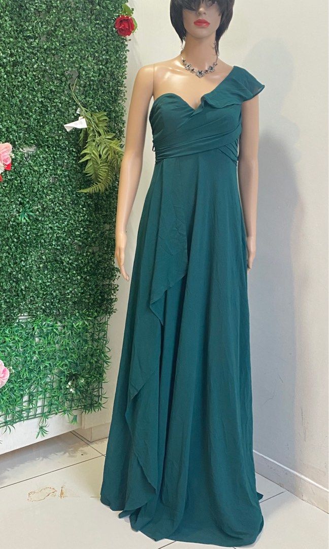 emerald green bridesmaid dresses shein Zapaka Women Dark Green Mermaid Satin Prom Dress Spaghetti Straps Applique  Backless Long Formal Dress – ZAPAKA main image 0