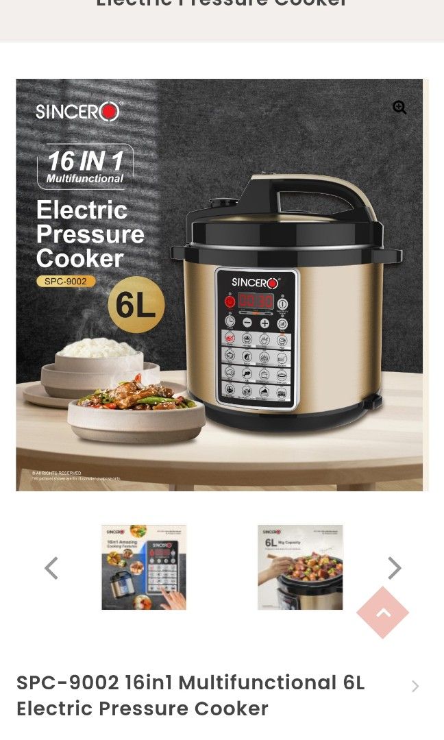 Sincero pressure cooker price outlet