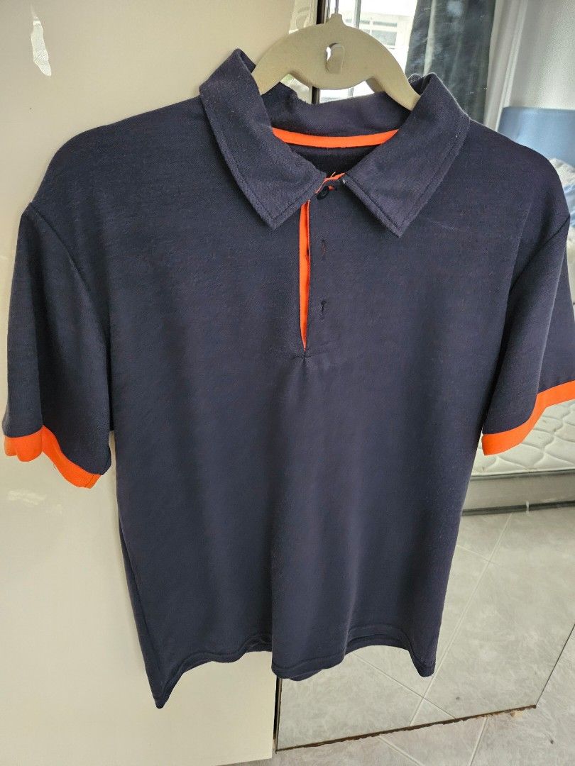Slim fit Polo Tee Shirt Navy Blue Orange Men s Fashion Tops