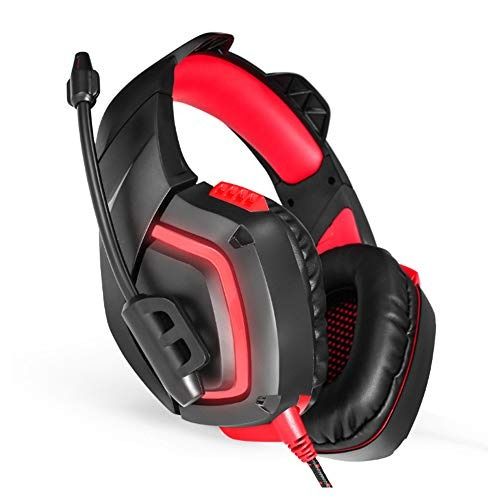 YYZ LG K1 B Computer Gaming Headset Stereo Gaming Headset for Controller Noise Cancelling Over Ear Headphones with Mic LED Light Bass Surround red
