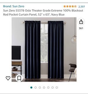Sun Zero Navy Blue window curtains
