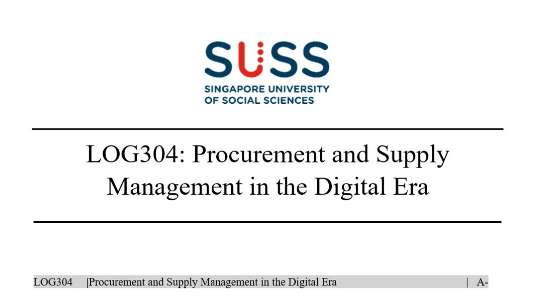 Read Description UPDATED LISTING] SUSS LOG304: Procurement and