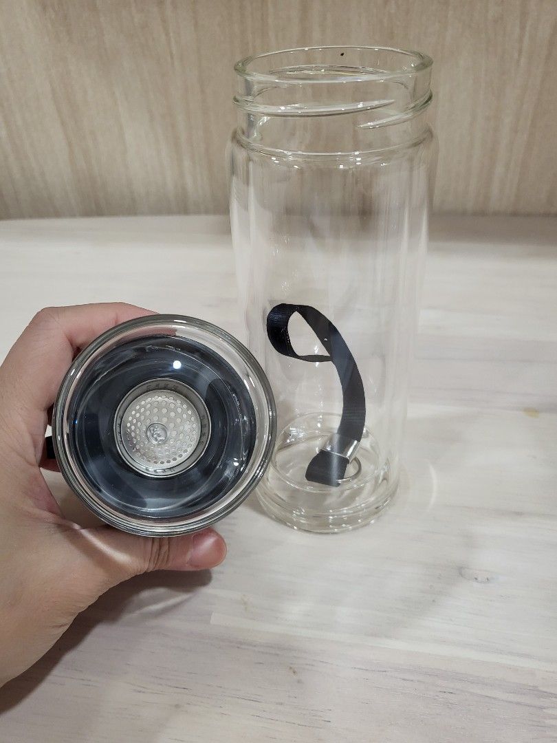 Tempered glass tea filter water bottle, Furniture & Home Living