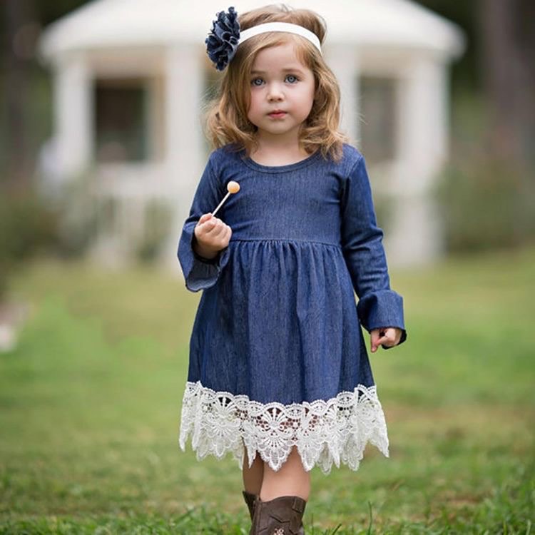 Girls long new arrivals lace dress