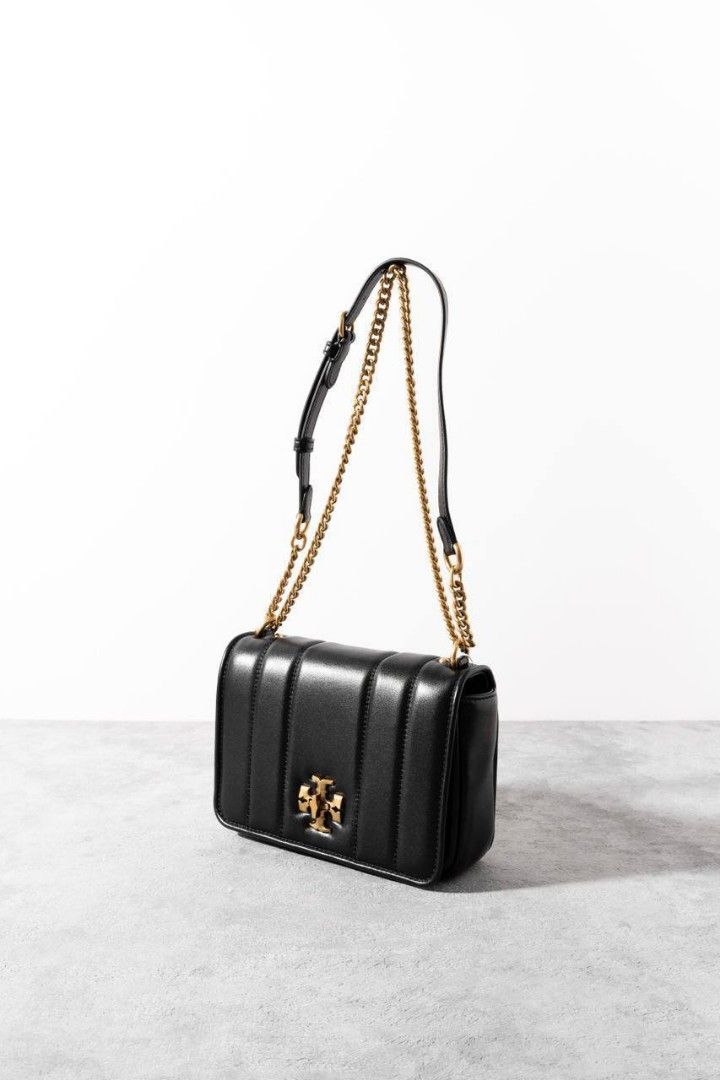 Tory Burch Kira Chain Shoulder Bag in Black / Rolled Gold on Carousell