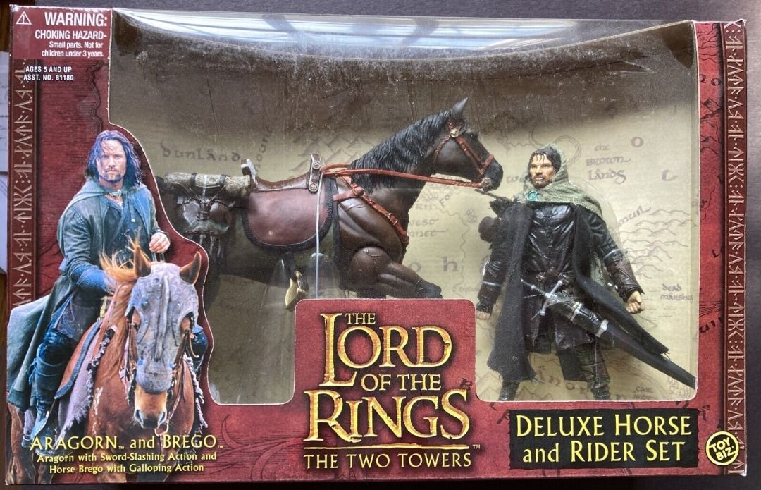 ToyBiz Lord of the Rings Raider Aragorn with Brego Deluxe Horse and ...