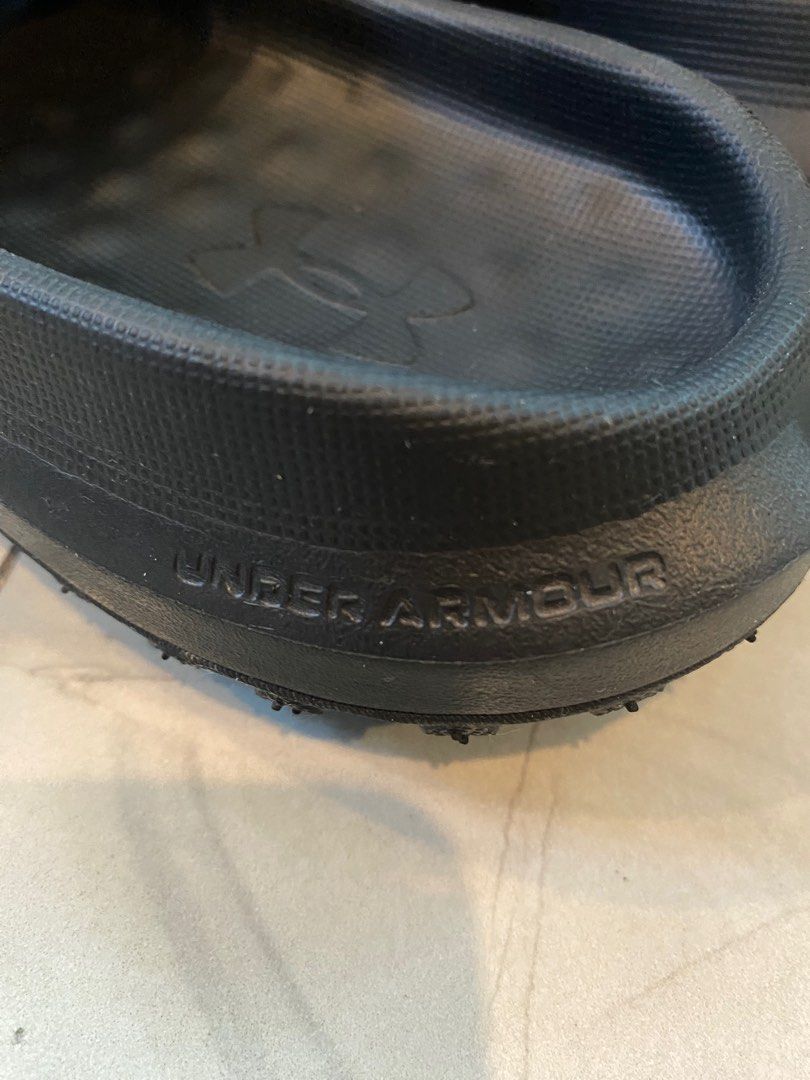 Under Armour Summit Fat Tire Sway Slides (Category: Slippers & Slides) located in Pasig City. Submitted by legit4less (Listing ID 1239203163, Image 2). Description: 100% Authentic Under Armour Summit Fat Tire Sway Slides Black Size 8 US - American Size (can fit 9 US comfortably with a little allowance) Like new One of the max cushioned slides in the market See specs in the picture including a durable outsole traction lugs Under Armour Store Price