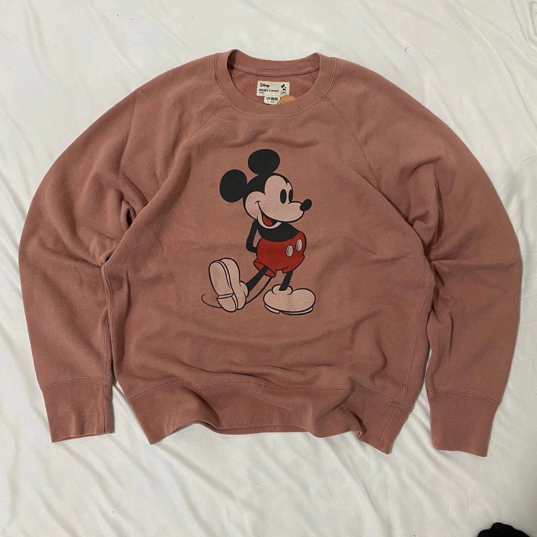 Uniqlo X Disney Mickey Mouse Sweatshirt Dusty Pink Women s Fashion Tops Shirts on Carousell