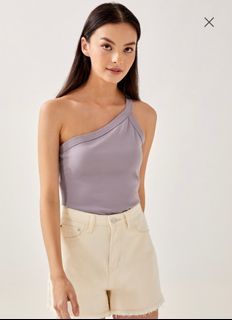U.P. $39! LB Love Bonito danna asymmetrical top in dusty purple