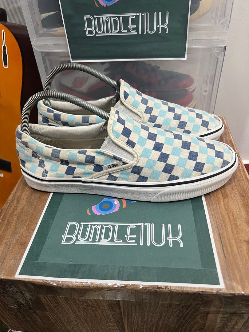 Vans checkerboard slip on blue topaz shop