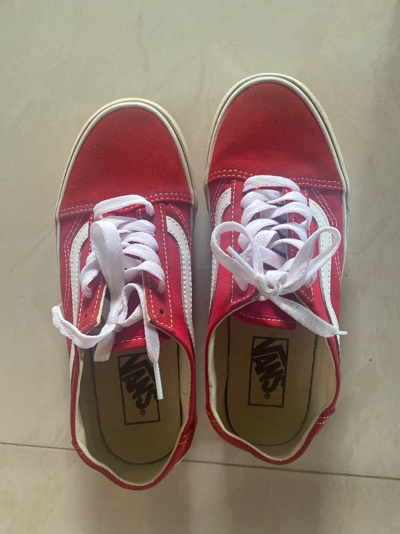 Red vans sale canvas old skool