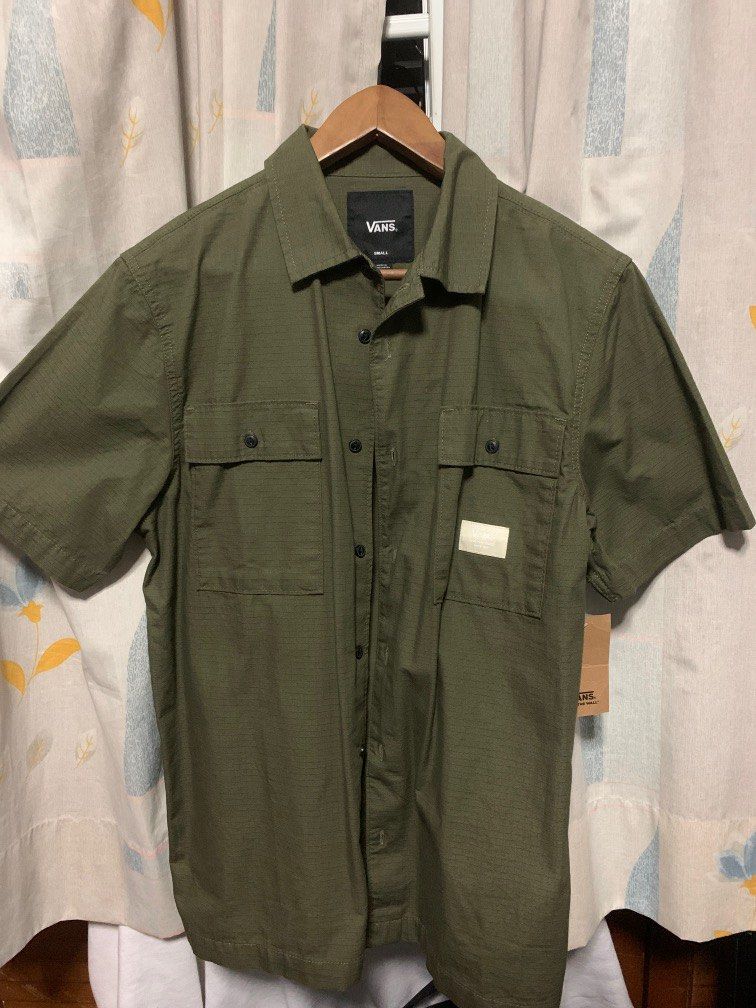 Vans olive green shirt clearance