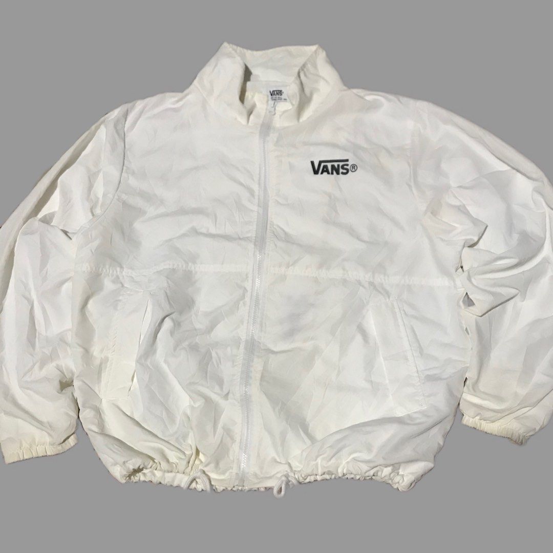 Vans windbreaker mens sales white