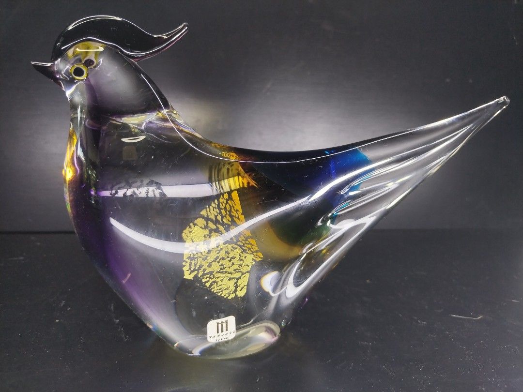 Vintage blown crystal glass rooster from japan, Furniture & Home Living