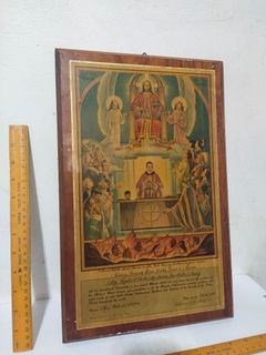 vintage wood laminated "Family Blessings Holy Documented"/1974 issued/Society if the Divine Word/Philippines