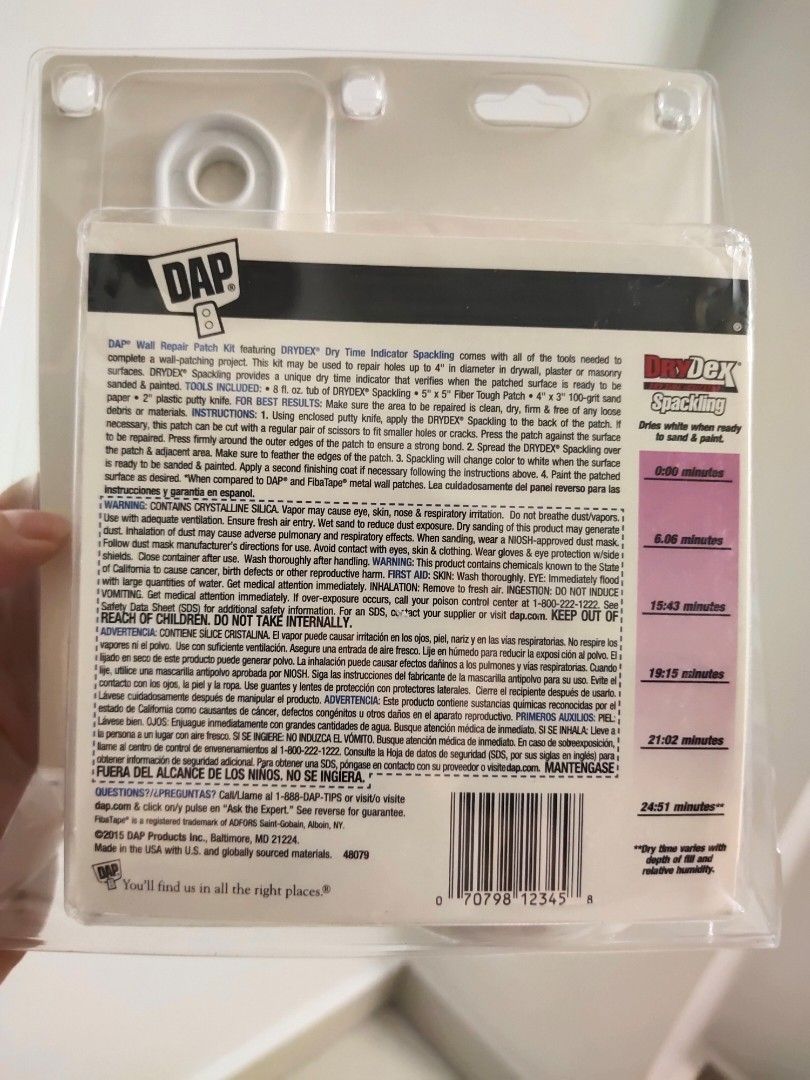 Dap 12345 3 Wall Repair Patch Kit With DryDex Spackling 