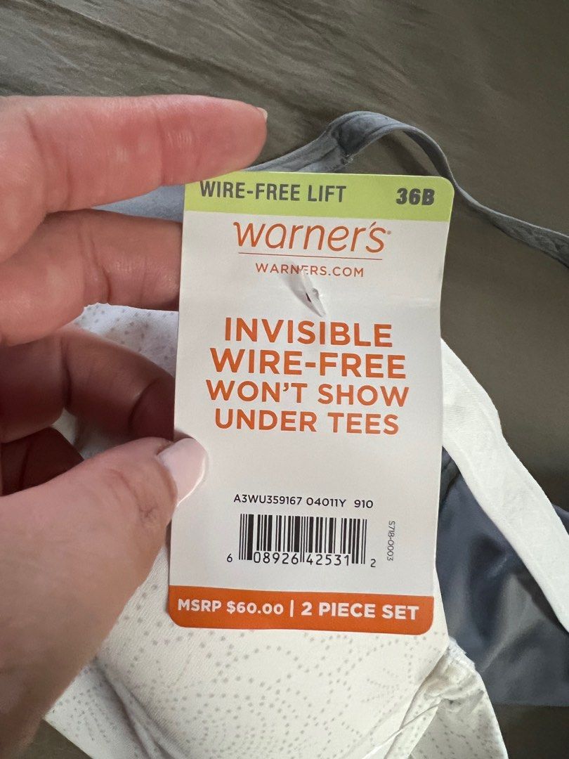 Warners wireless bra 36B 2pc set, Women's Fashion, Undergarments