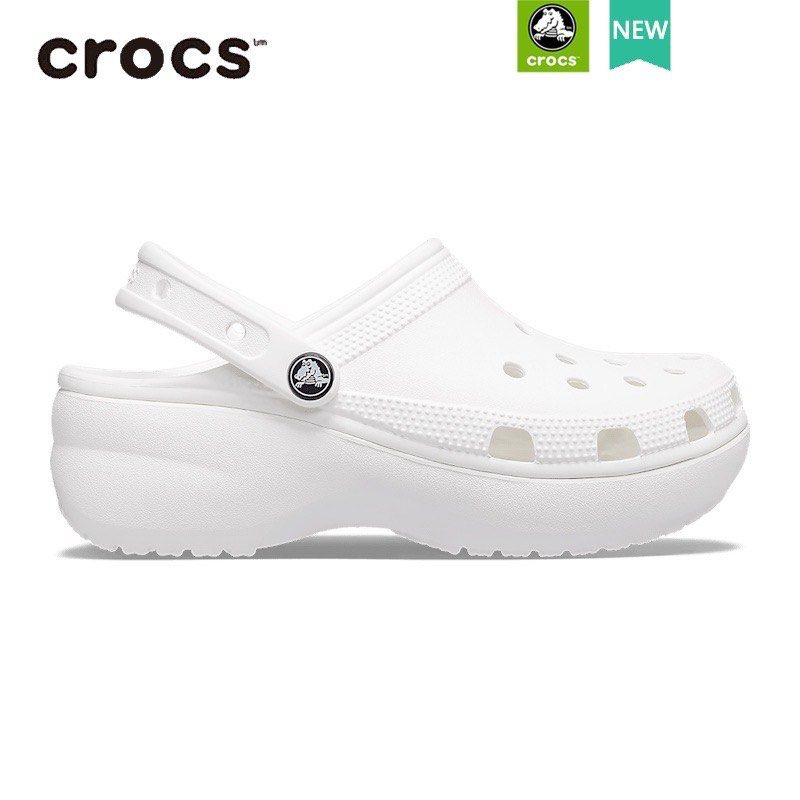 White Crocs platform Women s Fashion Footwear Flipflops and
