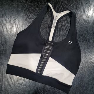 Women's size M 'LORNA JANE' Gorgeous black white racerback activewear bra - EUC