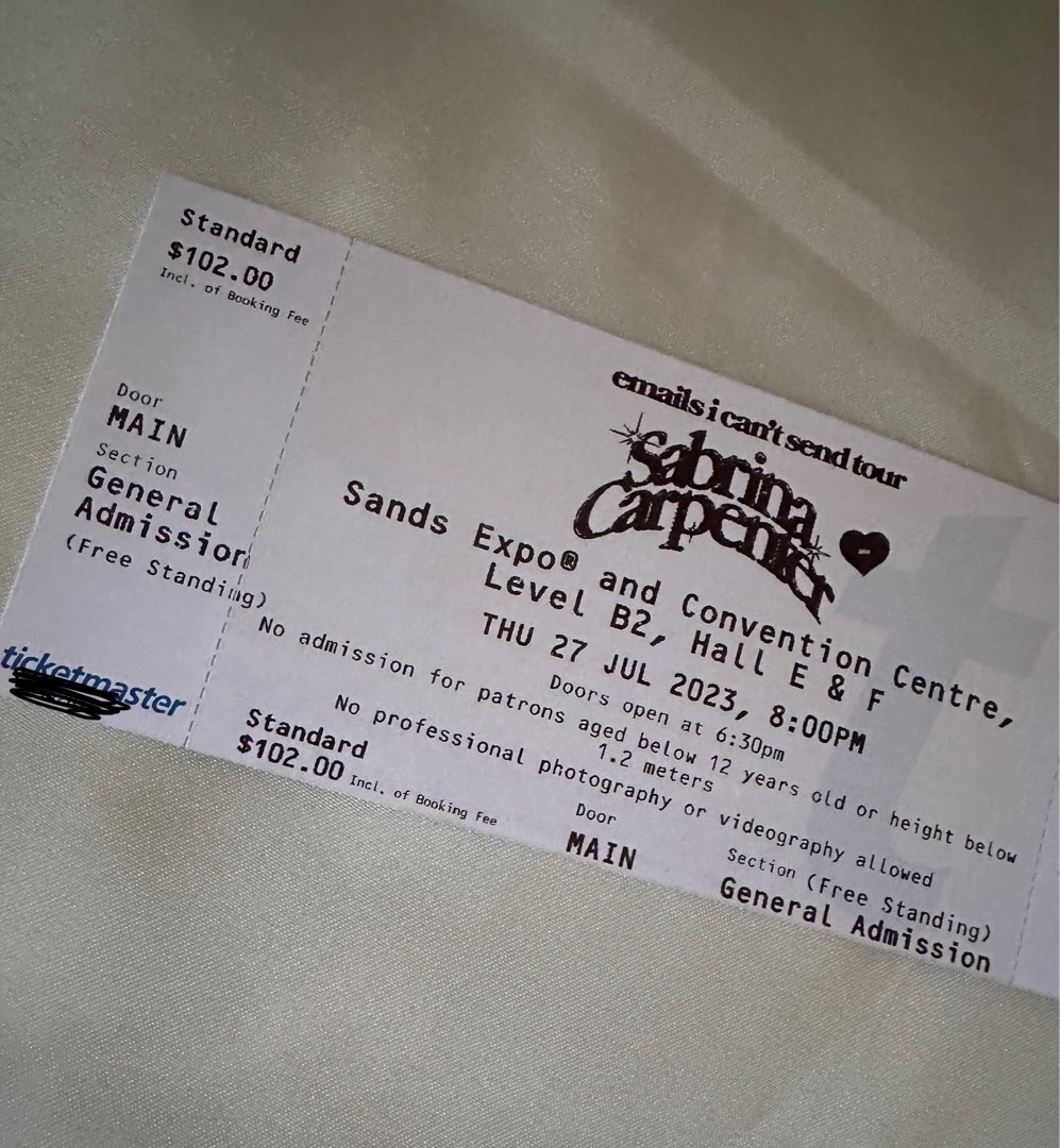 wts Sabrina Carpenter concert ticket, Tickets & Vouchers, Event Tickets on Carousell