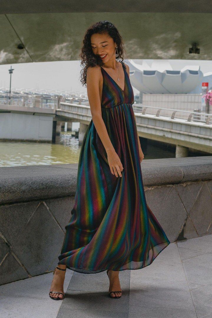 Sugar plum striped hot sale maxi dress vici