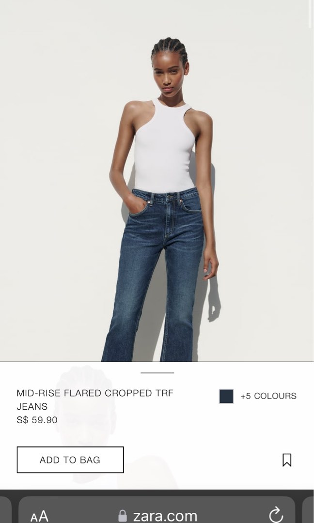 MID-RISE FLARED CROPPED TRF JEANS - Blue