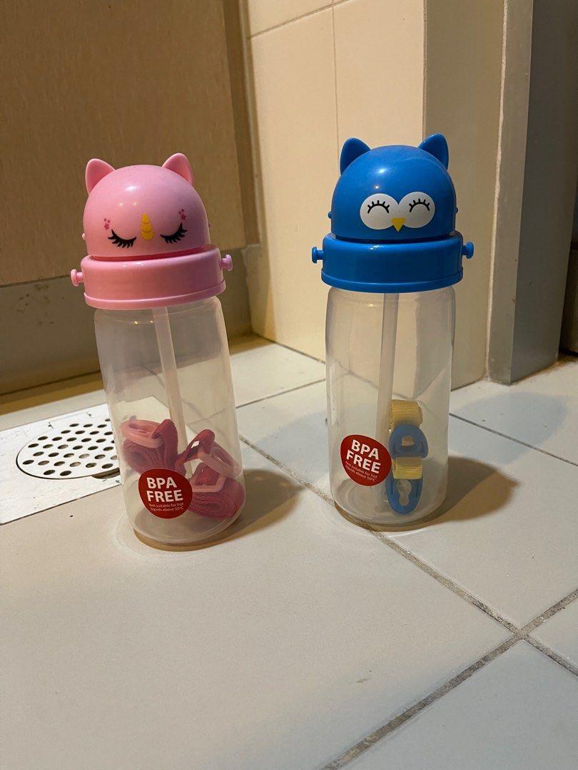 Cute Animal Water Bottle (500ml) (x2), Furniture & Home Living