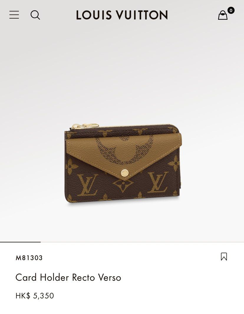 Louis Vuitton Recto Verso Card Holder Reverse Monogram Canvas