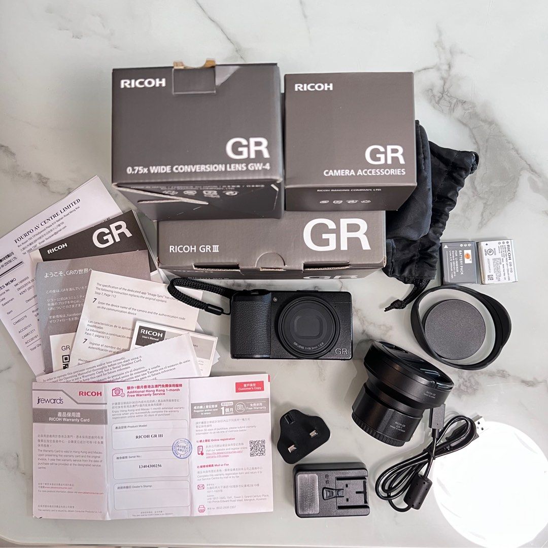 二手Ricoh GR III 連廣角鏡頭&接環GW-4 GA-1 GR3, 攝影器材, 相機 