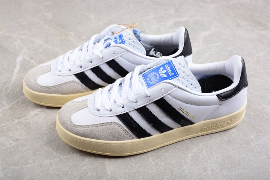 White shoes with black stripes discount