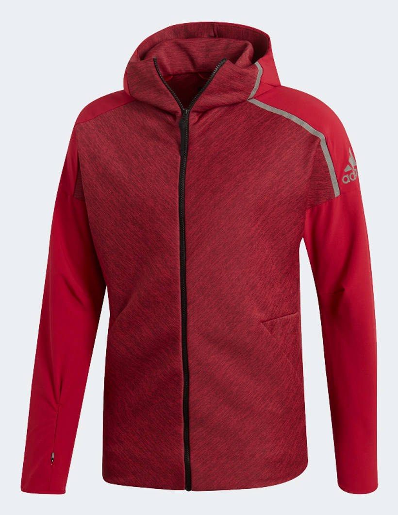 ADIDAS ORIGINALS Z.N.E FAST RELEASE HYBRID HOODIE ACTIVE MAROON