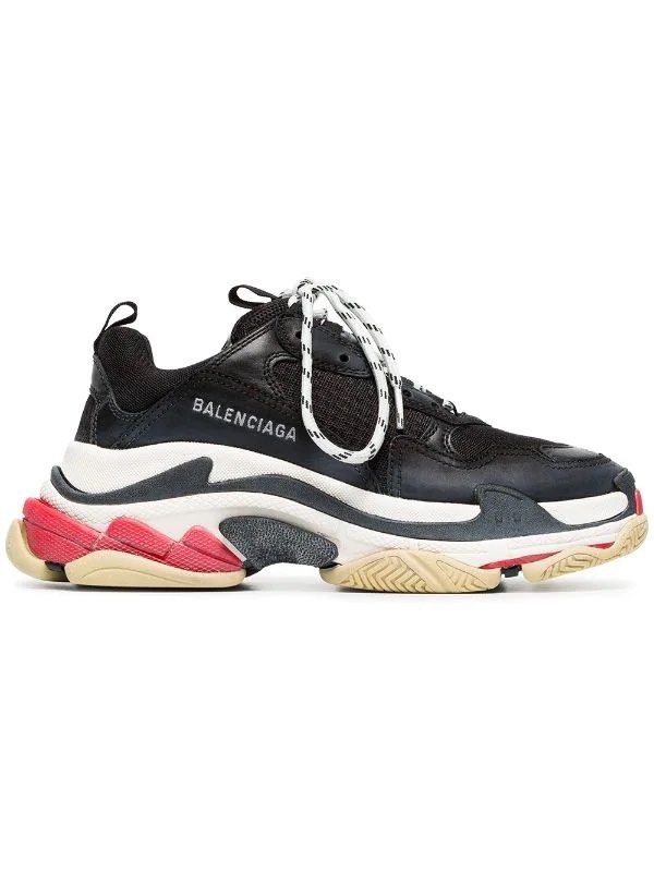 ALL SIZES BALENCIAGA TRIPLE S CLASSIC BLACK WHITE RED SNEAKER