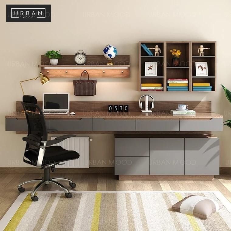 ANTON Industrial Built In Study Table Furniture Home Living