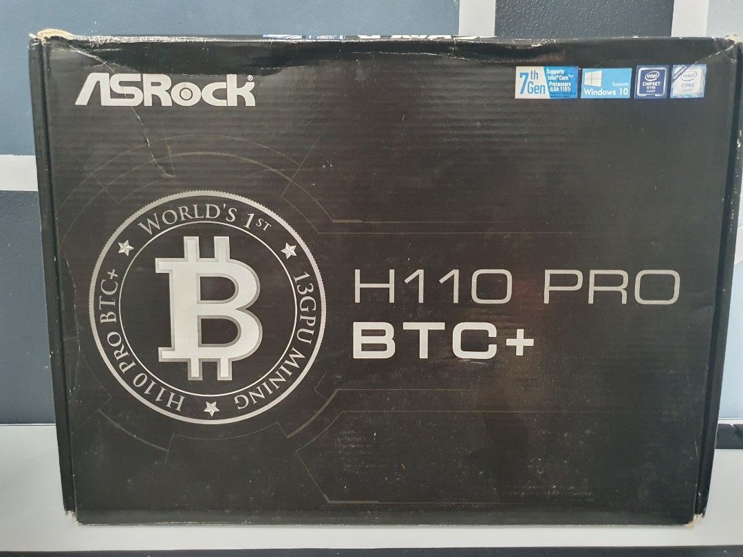 Asrock H110 Pro BTC + Motherboard Crypto Mining Machine (Category: Other Accessories) located in Manila. Submitted by aldrin_jeth (Listing ID 1239472086, Image 1). Description: Crypto Mining Machine didn't have the time to build this. board still in its plastic protection.