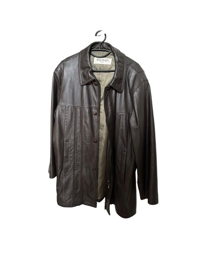 ジャケット・アウター 90s Vintage BALMAIN REAL leather jacket Balmain Paris Vintage Oversized Leather Jacket, Women's Fashion