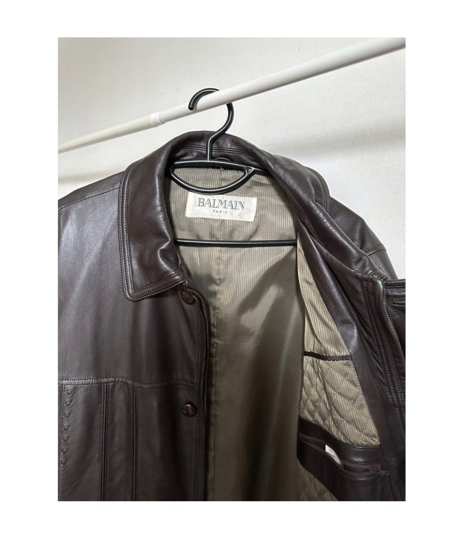 ジャケット・アウター 90s Vintage BALMAIN REAL leather jacket Balmain Paris Vintage Oversized Leather Jacket, Women's Fashion