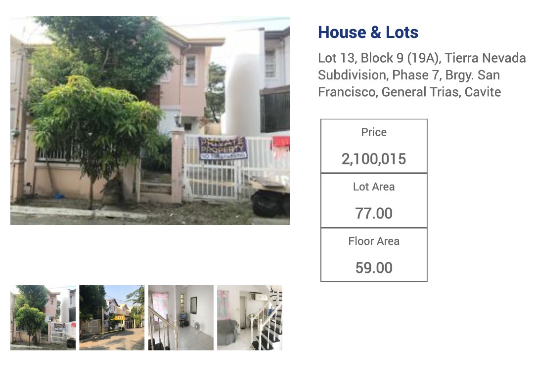 Bank Foreclosed house in Tierra Nevada Subdivision, Phase 7, Brgy. San