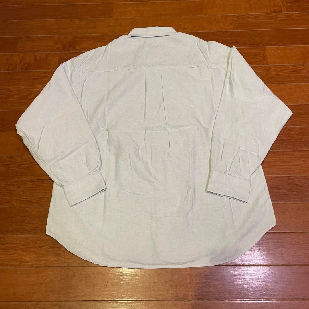 Beauty&Youth United Arrows 男寬版蘋果綠純棉休閒長袖牛津襯衫日系