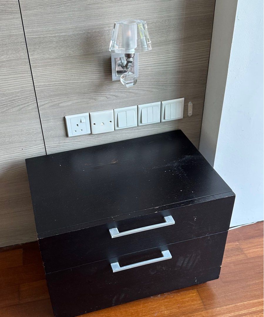 Bedside Table (Category: Tables & Sets) located in Singapore. Submitted by dcsc10 (Listing ID 1239515006, Image 3). Description: 2 x side table. Black and classic. Big space for the 2 drawers. .
