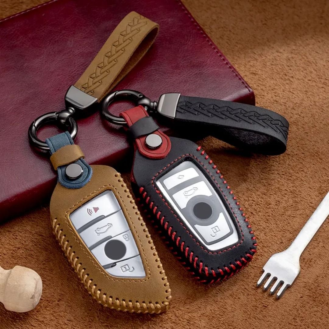 BMW Leather Car Key Fob Cover Crazy Horse Leather Car Key Remote Holder Keychain Car Key Accessories 1 Series 2 Series 3 Series 4 Series 5 Series X1 X3 X4 X6 Car Accessories Accessories on Carousell
