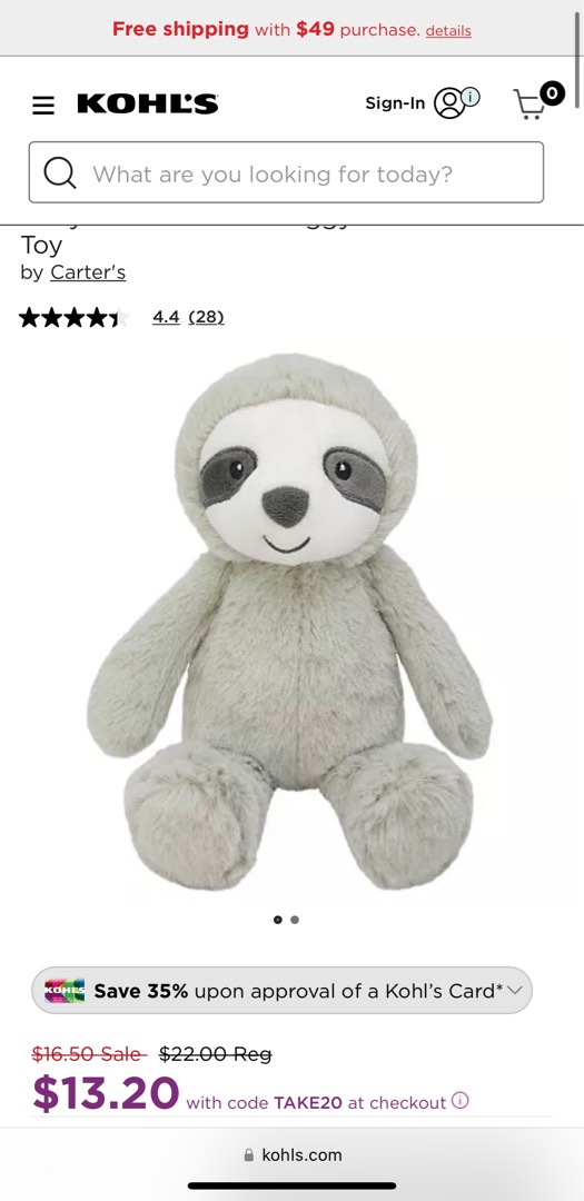 Carters sloth plush sale