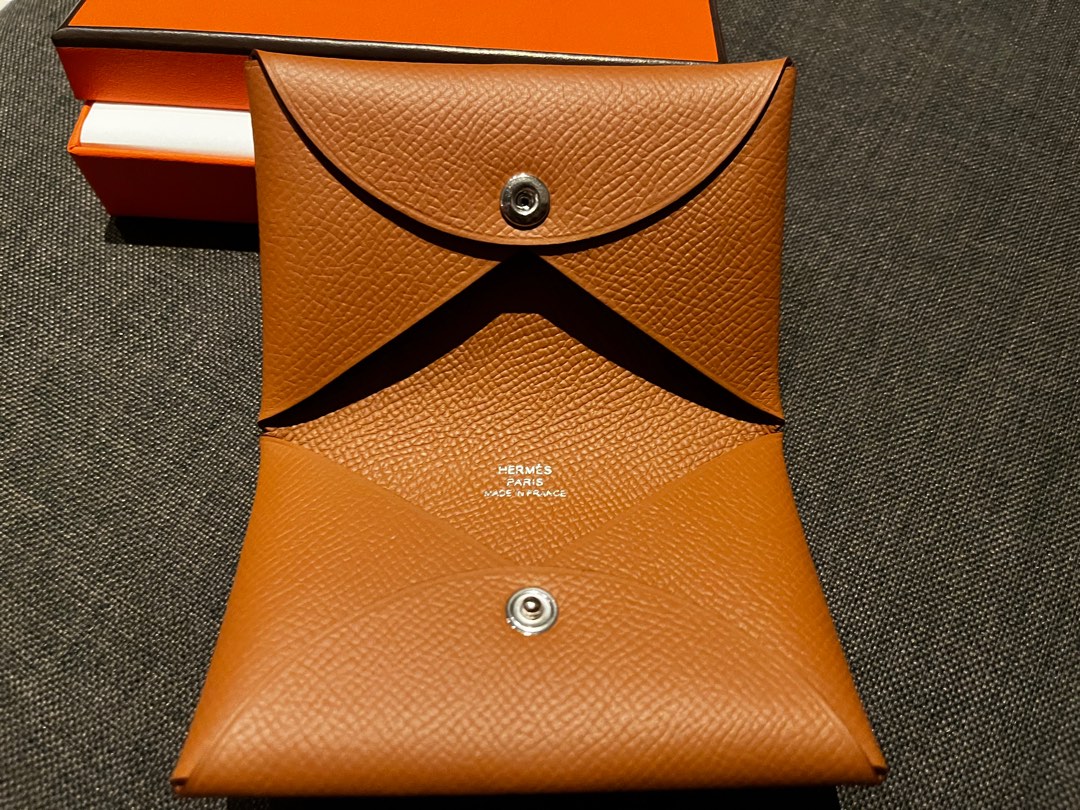 hermes calvi card holder (stamp z) etoupe epsom leather palladium