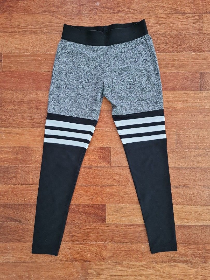 Bombshell Sportswear Thigh High Socks Leggings in Grey and Black, Women's  Fashion, Activewear on Carousell