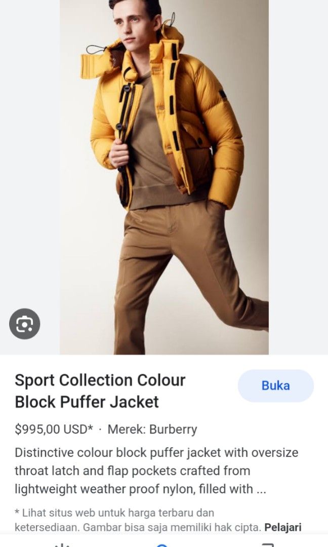 Burberry sport collection color block puffer jacket