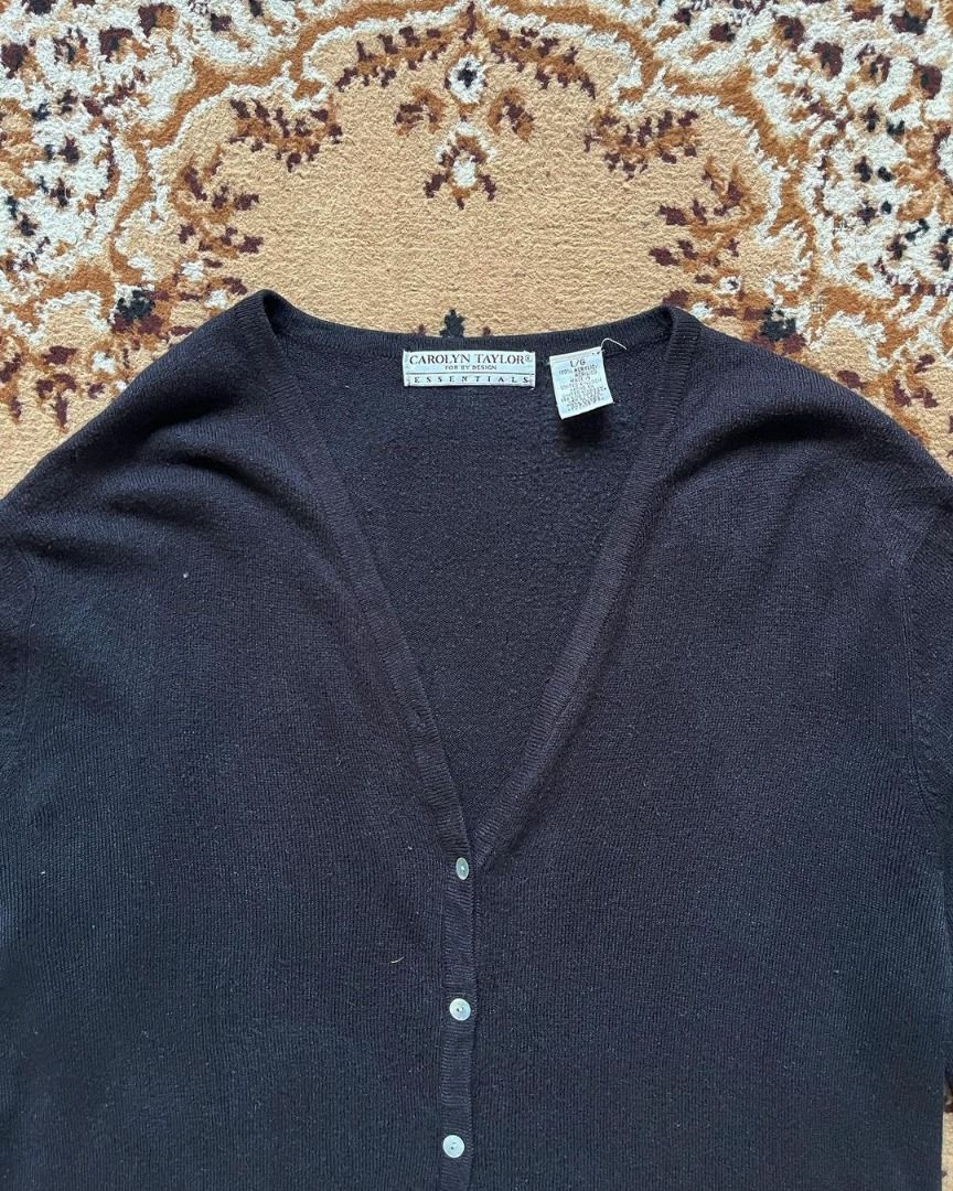 Carolyn Taylor Black Buttondown Cardigan Men s Fashion Coats
