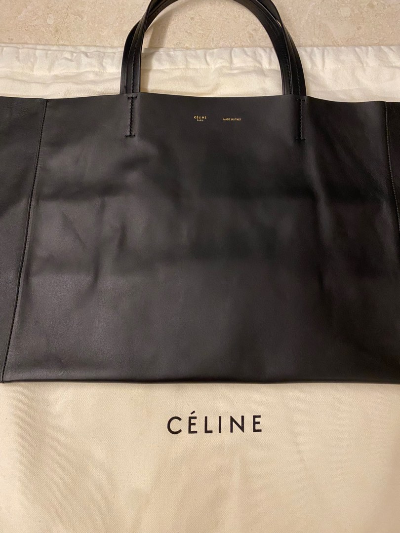Celine Black Leather Horizontal Cabas Tote Celine