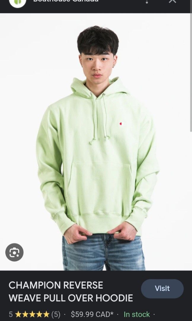 Champion reverse weave light green hoodie Men s Fashion Coats Jackets and Outerwear on Carousell